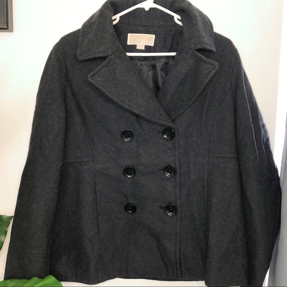 Michael Kors Grey Wool Blend Pea Coat - Picture 15 of 15